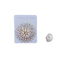 Pearl and Rhinestone Sunburst Pin Brooch - 3 Colors (2in)