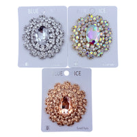 Rhinestone Flower Burst Pin Brooch - 3 Colors (06694)(2.5x2.75in)