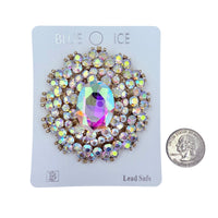 Rhinestone Flower Burst Pin Brooch - 3 Colors (06694)(2.5x2.75in)