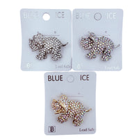 Rhinestone Studded Elephant Pin Brooch - 3 Colors (06511)(1.75x1.25in)