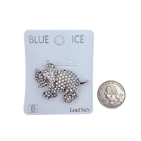 Rhinestone Studded Elephant Pin Brooch - 3 Colors (06511)(1.75x1.25in)