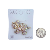 Rhinestone Studded Elephant Pin Brooch - 3 Colors (06511)(1.75x1.25in)