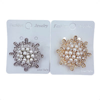 Pearl and Rhinestone Wreath Shaped Brooch Pin (06776)(1.75x1.75in)