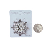 Pearl and Rhinestone Wreath Shaped Brooch Pin (06776)(1.75x1.75in)