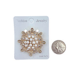 Pearl and Rhinestone Wreath Shaped Brooch Pin (06776)(1.75x1.75in)