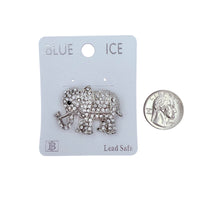 Rhinestone Studded Elephant Pin Brooch - 4 Colors (06368)(1.6x1.0in)
