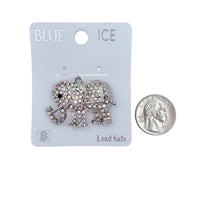 Rhinestone Studded Elephant Pin Brooch - 4 Colors (06368)(1.6x1.0in)