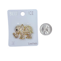 Rhinestone Studded Elephant Pin Brooch - 4 Colors (06368)(1.6x1.0in)
