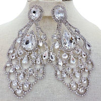 XL Rhinestone Chandlier Earrings - 9 Colors (35190)(2.75x4.75in)