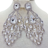 XL Rhinestone Chandlier Earrings - 9 Colors (35190)(2.75x4.75in)