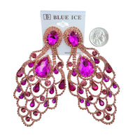 XL Rhinestone Chandlier Earrings - 9 Colors (35190)(2.75x4.75in)