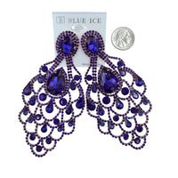 XL Rhinestone Chandlier Earrings - 9 Colors (35190)(2.75x4.75in)