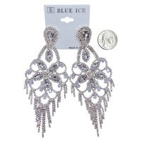 5 Inch Drop Rhinestone Chandelier Tassel Earrings - 10 Colors (35234)(2.25x5in)