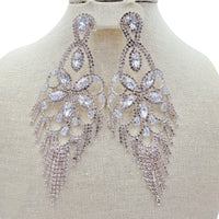 5 Inch Drop Rhinestone Chandelier Tassel Earrings - 10 Colors (35234)(2.25x5in)