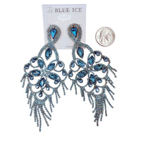 5 Inch Drop Rhinestone Chandelier Tassel Earrings - 10 Colors (35234)(2.25x5in)