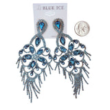 5 Inch Drop Rhinestone Chandelier Tassel Earrings - 10 Colors (35234)(2.25x5in)