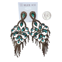 5 Inch Drop Rhinestone Chandelier Tassel Earrings - 10 Colors (35234)(2.25x5in)