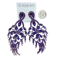 5 Inch Drop Rhinestone Chandelier Tassel Earrings - 10 Colors (35234)(2.25x5in)
