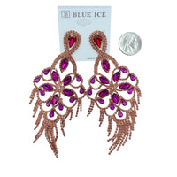 5 Inch Drop Rhinestone Chandelier Tassel Earrings - 10 Colors (35234)(2.25x5in)