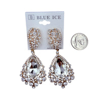 Casting Rhinestone Teardrop Earrings - 8 Colors (033487)(1.5x3.5in)