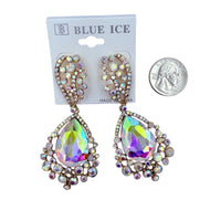 Casting Rhinestone Teardrop Earrings - 8 Colors (033487)(1.5x3.5in)