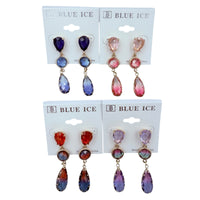 3 Tier Single Drop Crystal Earrings (033699)(0.5x2.25in)
