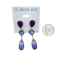 3 Tier Single Drop Crystal Earrings (033699)(0.5x2.25in)