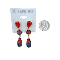 3 Tier Single Drop Crystal Earrings (033699)(0.5x2.25in)