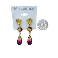 3 Tier Single Drop Crystal Earrings (033699)(0.5x2.25in)