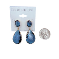 2 Tier Teardrop Crystal Dangle Earrings - 6 Colors (0.75x2in)
