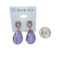 2 Tier Teardrop Crystal Dangle Earrings - 6 Colors (0.75x2in)