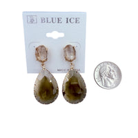 2 Tier Teardrop Crystal Dangle Earrings - 6 Colors (0.75x2in)