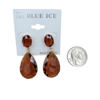 2 Tier Teardrop Crystal Dangle Earrings - 6 Colors (0.75x2in)