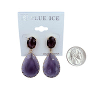 2 Tier Teardrop Crystal Dangle Earrings - 6 Colors (0.75x2in)