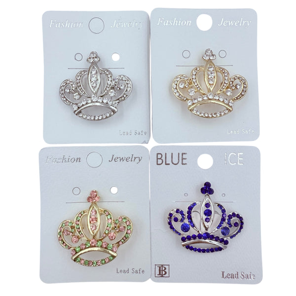 Queen Crown Brooch Pin - 12 Colors (06621)(1.5x1.5in)