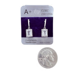 Cubic Zirconia Emerald Cut Drop Earrings (CZ-342)(0.4x0.8in)
