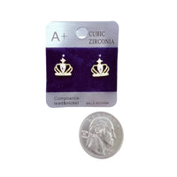 Cubic Zirconia Crown Stud Earrings (CZ-358)(0.5x0.4in)