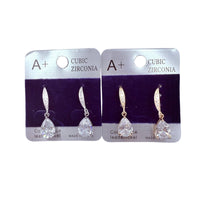 Cubic Zirconia Teardrop Drop Earrings in Silver or Gold (0.25x1in)