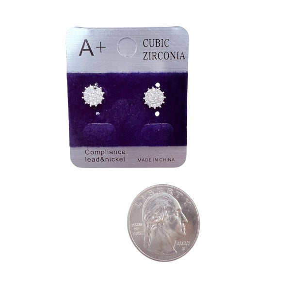 Cubic Zirconia Sun Shaped Pave Studs (7mm)