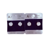 8mm Cubic Zirconia Round Stud Earrings in Silver or Rose Gold