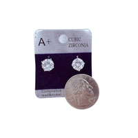 8mm Cubic Zirconia Round Stud Earrings in Silver or Rose Gold