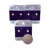 4mm Cubic Zirconia Round Stud Earrings in Silver, Gold, or Rose Gold
