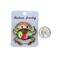 Rhinestone Crab Brooch Pin - 2 Colors (P1336)(2x1.75in)