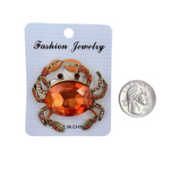 Rhinestone Crab Brooch Pin - 2 Colors (P1336)(2x1.75in)