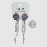 Western Tassel Antique Silver Post Earrings (0.7x3.4in)