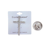 Rhinestone Two Line Cross Brooch Pin (1.2x2in)