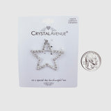 Silver Rhinestone Star Outline Pin Brooch ( 1.75x1.75in)