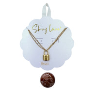 "LOVE" Lock Pendant on Double Cable Chain Necklace (16+3in)