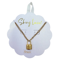 "LOVE" Lock Pendant on Double Cable Chain Necklace (16+3in)