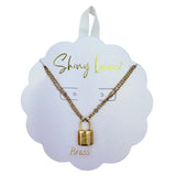 "LOVE" Lock Pendant on Double Cable Chain Necklace (16+3in)